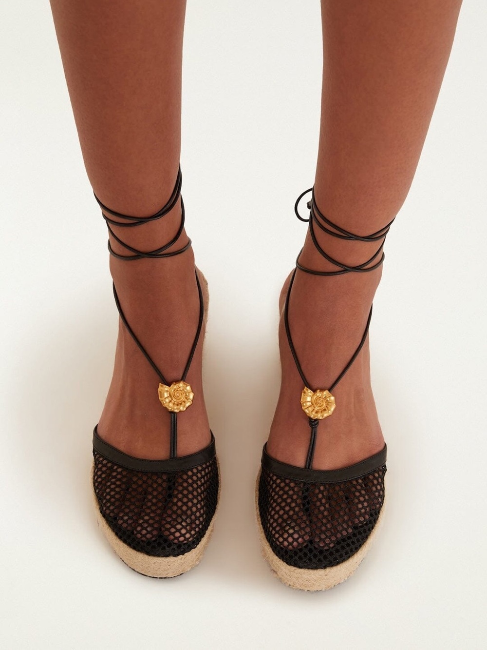 FARM Rio Sea Lace Up Espadrille Black Platform Wedges Size 6 Boho Resort NWOT